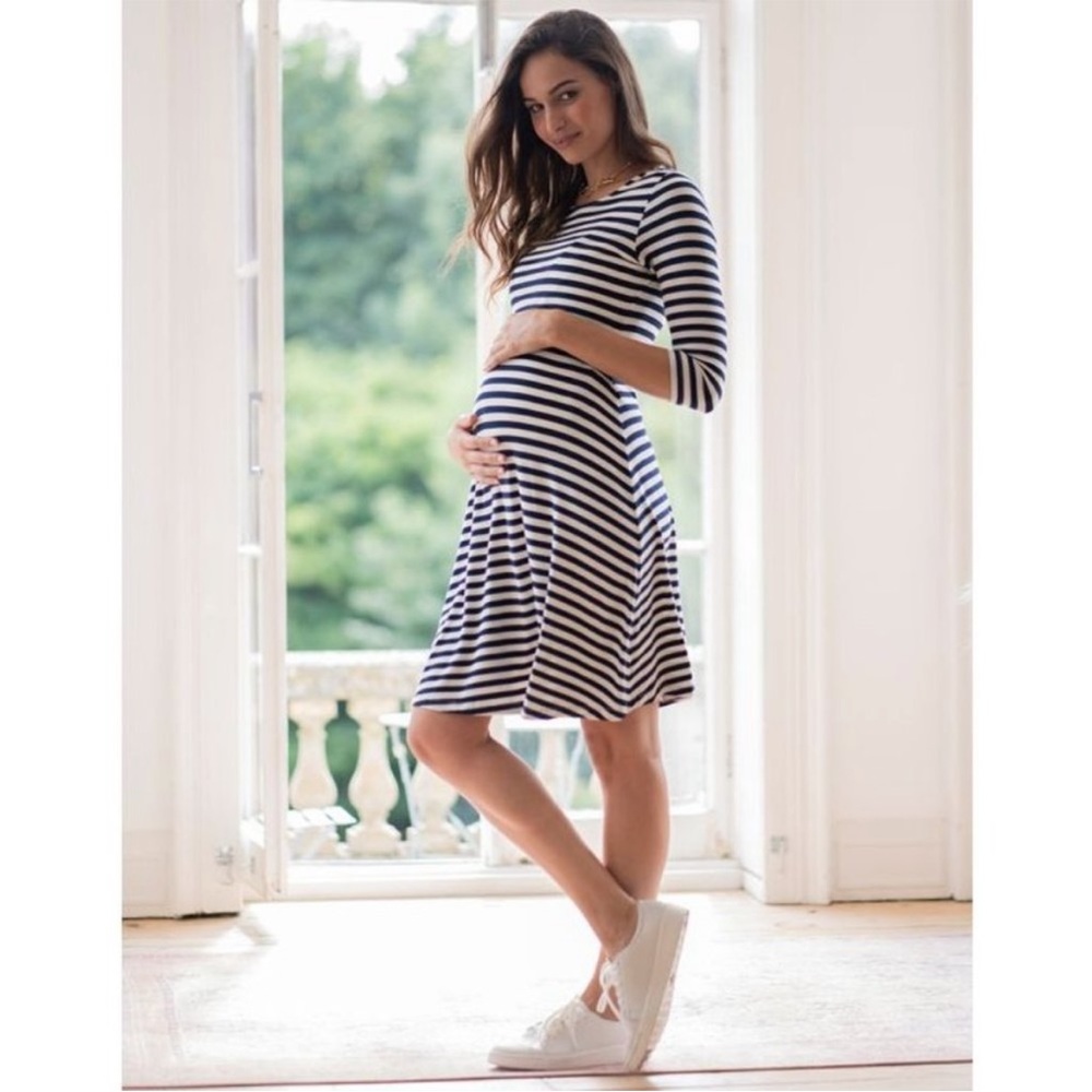 SERAPHINE 10 Nadia Striped Maternity Nursing Friendly Jersey Dress
